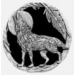 WOLF PIN HOWLING AT THE MOON FEATHER CAST PIN